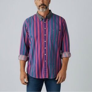 Vtg Timber Rock 90s Striped Western Shirt Men’s 2XB Pink Purple Turquoise Button